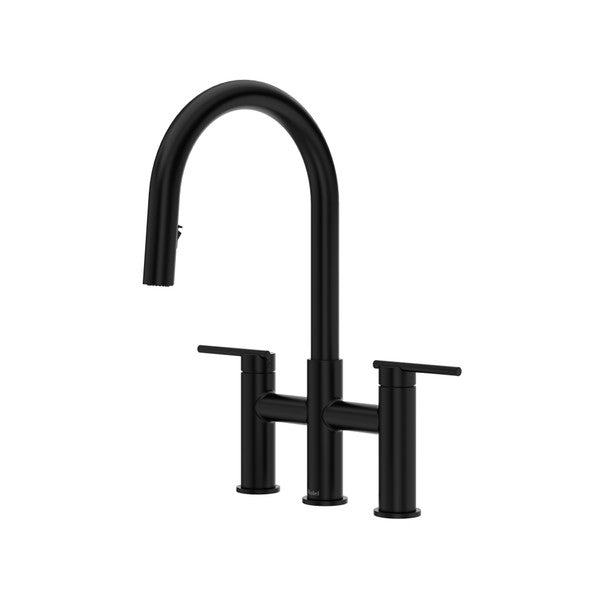 Lateral Bridge Pull-Down Kitchen Faucet With C-Spout